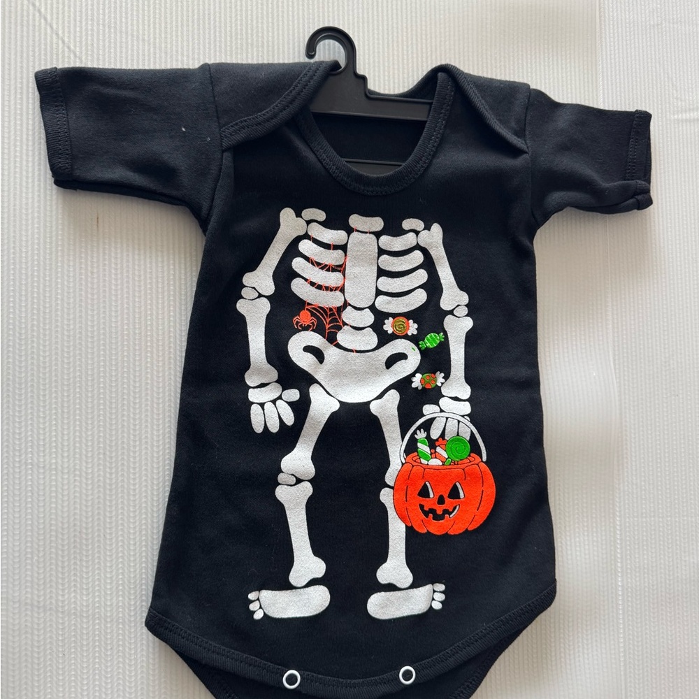 Halloween Skeleton Baby Onesie - Black and White